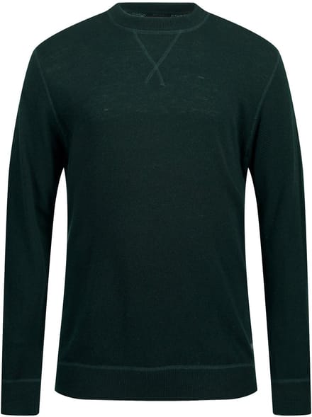 JP 1880 - Heren - Pullover wolmix ronde hals met details - Dennengroen - Maat 3XL
