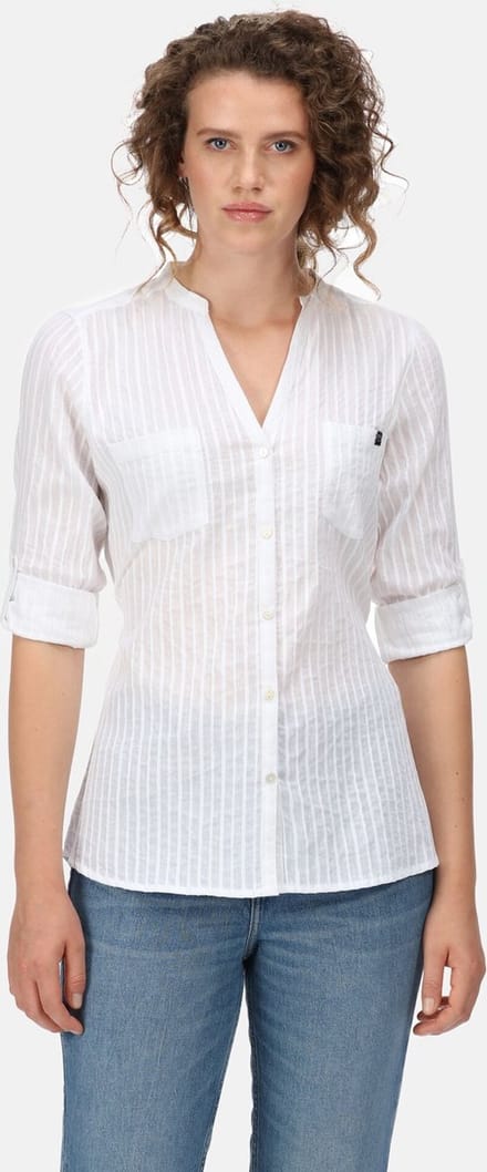 Het Regatta Malaya shirt met lange mouwen - dames - Coolweave - katoen - Wit