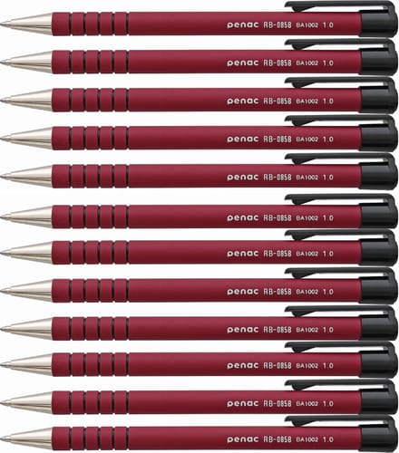 Penac Balpen - RB-085 - Rood - 1.0mm - 12 pennen - Rode inkt