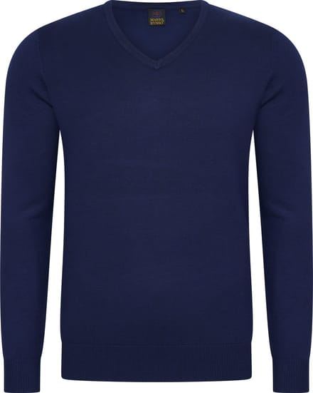 Mario Russo V-Hals Pullover - Trui Heren - Sweater Heren - Navy - XXL
