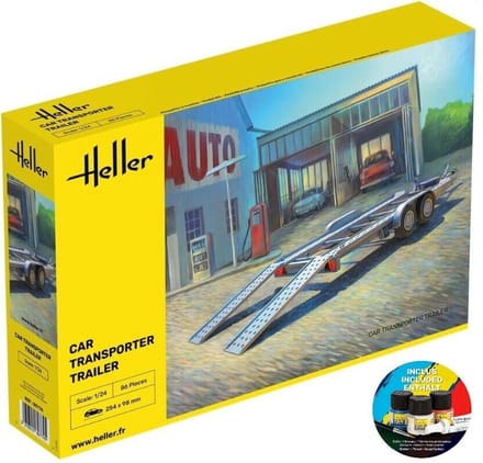 Heller Modelbouwpakket Militaire voertuigen - 56774 Auto Transport Trailer - Aanhanger - Starter Kit Plastic - 1:24 - Modelbouw