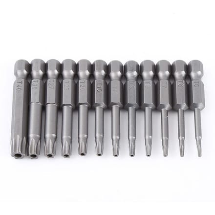 12 stuks 1/4 inch schacht 50 mm S2 staal magnetische sterkop schroevendraaierbits set T5 T40