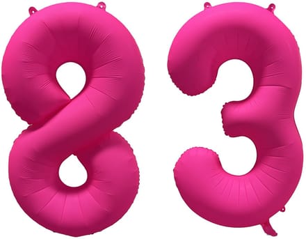 Folieballon 83 jaar - Neon Roze - 86 cm