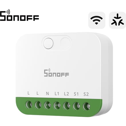 SONOFF MINI-2GS MINI DUO 2-voudige Matter Over WiFi slimme schakelaar met dubbele belastingsregeling, afneembare relaismodus, ondersteunt externe schakelaar, werkt met Alexa en Google Home