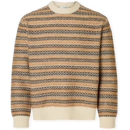 Trui Selected Revy Knit - Egret/Chipmunk