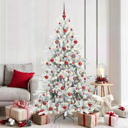 vidaXL - Kunstmatige - Hinged - Kerstboom - Wit - 180 - cm - PVC - en - Staal