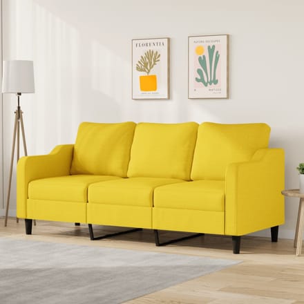 Vidaxl Bank 3-Persoons, Lichtgeel, 180 Cm, Bekleed met Stof