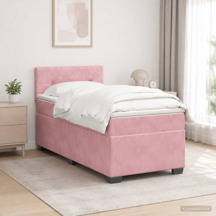 vidaXL - Boxspringbed - met - matras - en - LED - Roze - 80 - x - 200 - cm - fluweel