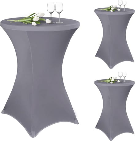 3-pack Stretch Statafelhoezen Lichtgrijs voor Ronde Tafels Ø 80-85 cm