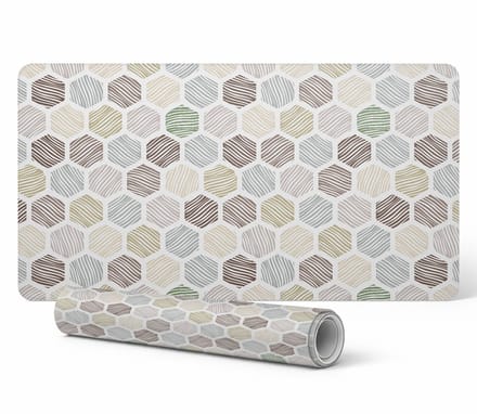 Antislip bureauonderlegger met een zeshoekig streepmotief, 90x45 cm