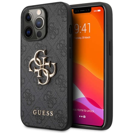 Guess 4G Metal Logo Backcover voor de Apple iPhone 13 Pro Max - Grijs