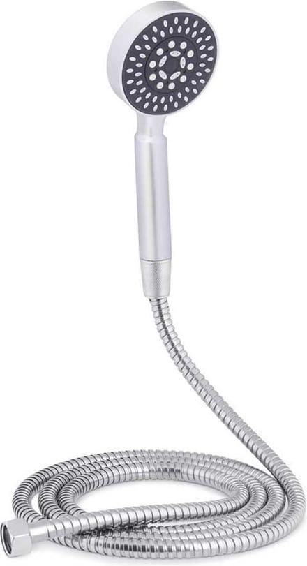 Berilo doucheslang en douchekop met 1 stand - 200 cm - universele aansluiting - zilver/zwart - badkameraccessoires