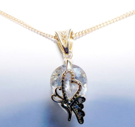 Hetty'S - Schitterend - goldplated zilver - collier - hanger - vlinder - grote peervormige Zirconia