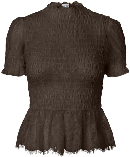 Pieces Top Pcjilly Ss Lace Top Jrs D2d 17170415 Hot Fudge Dames Maat - M