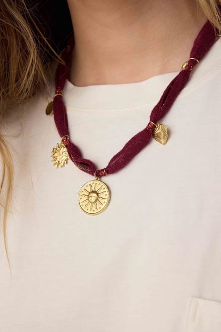 Sissy-Boy - Donkerpaarse cord ketting met bedels