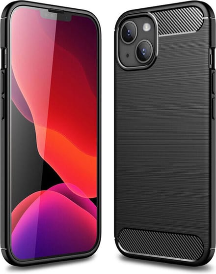 Hoesje geschikt voor Apple iPhone 14 - Techsuit Carbon Silicone Back Cover - Zwart