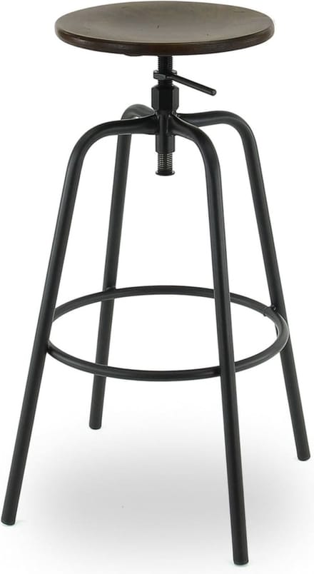 Workliving Barkruk Hoog Rond Vintage Hout - 71-79 CM