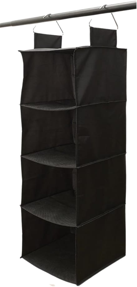 Kledingkast organizer - 5-vaks - zwart - polyester - 30 x 80 cm - opvouwbaar - organiseren
