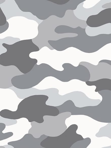 Camouflage Behang Grijs Papier behang 50cm breed 10m lang