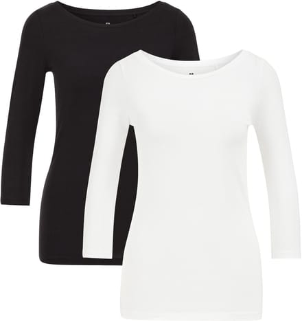 WE Fashion Dames T-shirt met driekwart mouwen, 2-pack