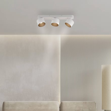 PURE LED plafondspot Cup, wit, lengte 56 cm, metaal, 3-lamps.
