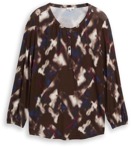 Tom Tailor - Plus Size - Blouse met patroon - Maat 48 - brown blurry argyle