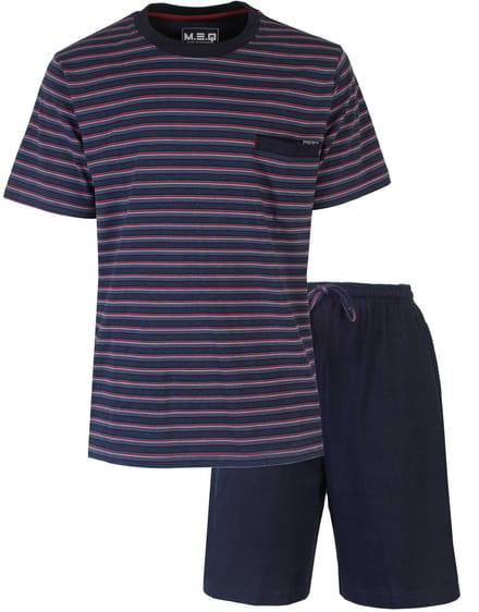 MEQ Heren Shortama - Pyjama Set - V Hals - Donker Blauw - Maat 3XL