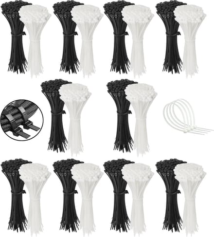 Polyamide kabelbinders, Tie Rips, zwart+wit 200x4.8mm / 2000 stuks