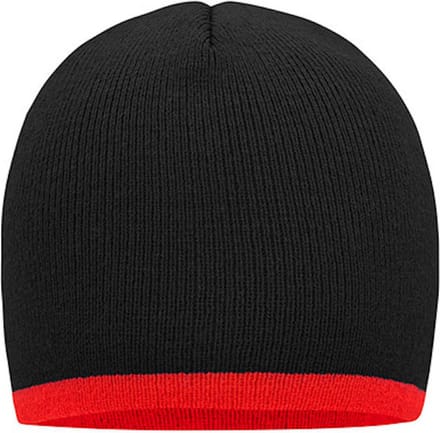 Myrtle Beach 'Contrasting Border Beanie' Zwart/Rood