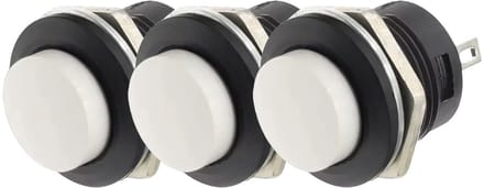 ProRide Drukknop Pulsschakelaar R13-507 - 16mm Inbouw - 250V/3A - Normally Open - Wit - 3 stuks