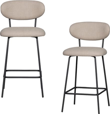 WOOOD Kjeld Barstoelen - Geweven Stof - Naturel - Set van 2