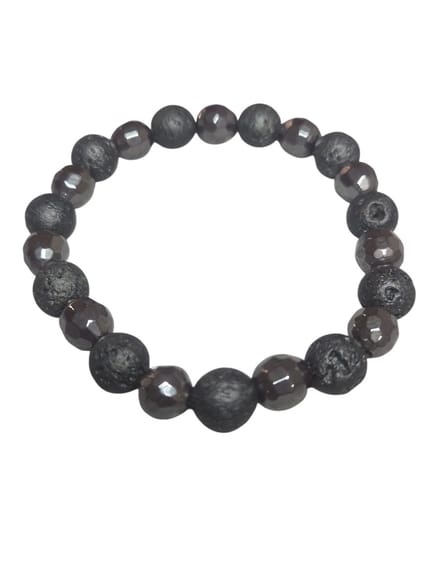 Lavasteen met hematiet armband.