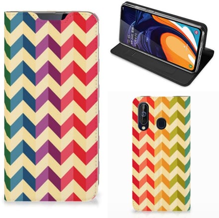 Samsung Galaxy A60 Hoesje met Magneet Zigzag Multi Color