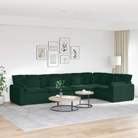 vidaXL - Modulaire - bank - met - kussens - fluweel - donkergroen