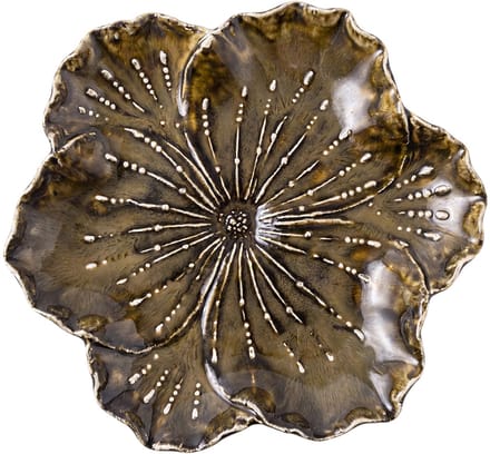 Clayre & Eef Decoratie schaal Bloem Bruin Keramiek