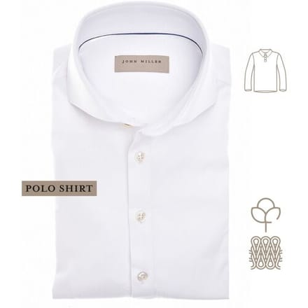 John Miller Polo Slim Solid Color Cotton Tricot Wit / male