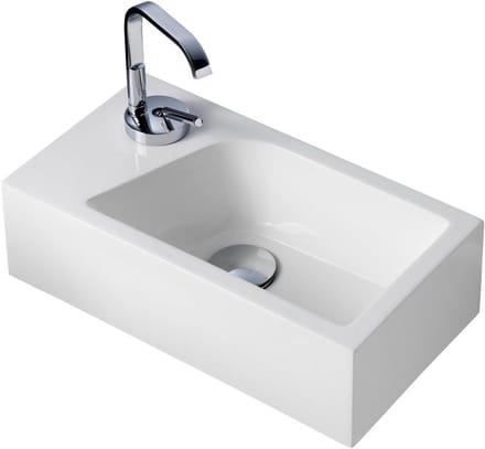 Kleine Wastafel voor Gastentoilet Wand & Opbouw Mineraalhandsenwit