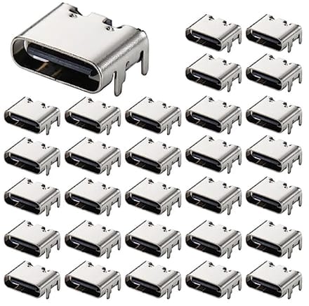 30 st USB-3.1 Type-C Vrouwelijke Connector voor PCB-ontwerp - Hoogstroom Opladen - SMD, SMT