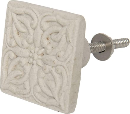 Clayre & Eef Deurknop 4x4 cm Beige Keramiek