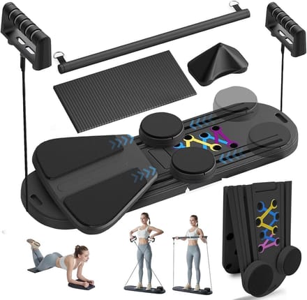 Pilates Bord - Buiktrainer Kerntrainer - Thuistrainingen - 6-in-1 Multifunctioneel - 350 lbs Capaciteit - Zwart