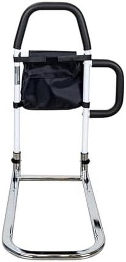 Bedhek Ouderen - Bedsteun Leuning - Veilig In Bed - Dubbele Handgrepen - 68 x 21.5 cm Basis - Zwart