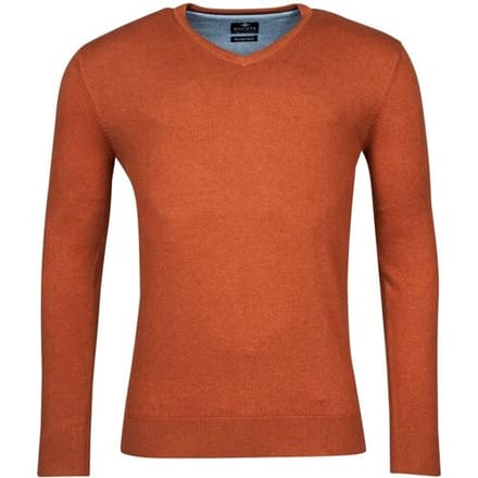 Baileys Trui V-Neck Single Knit Uni Pima Cotton Red Earth / male