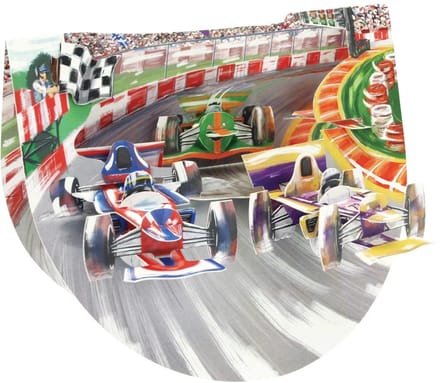 3D Popnrock - Wenskaart - PR074 - Motor Racing