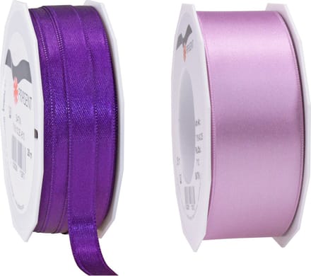 Glorex hobby - Satijn cadeau inpak deco sierlint - 2 tinten paars - 25 meter x 4 cm