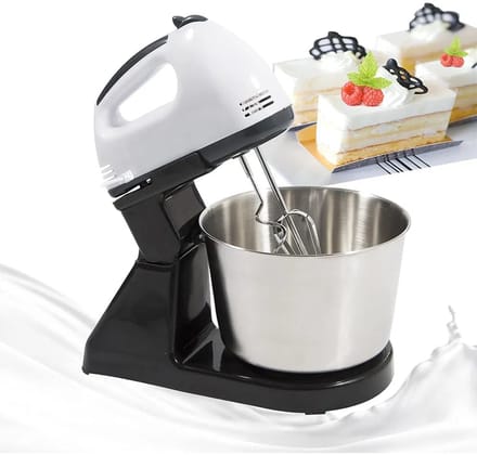 Compacte Keukenmachine – 100W – 1.7L – 7 Snelheden – Keukenmixer met RVS Mengkom – Deeg Kneden & Kloppen – Wit