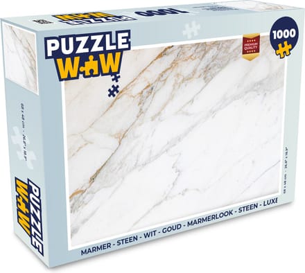 Puzzel Marmer - Steen - Wit - Goud - Marmerlook - Steen - Luxe - Legpuzzel - Puzzel 1000 stukjes volwassenen