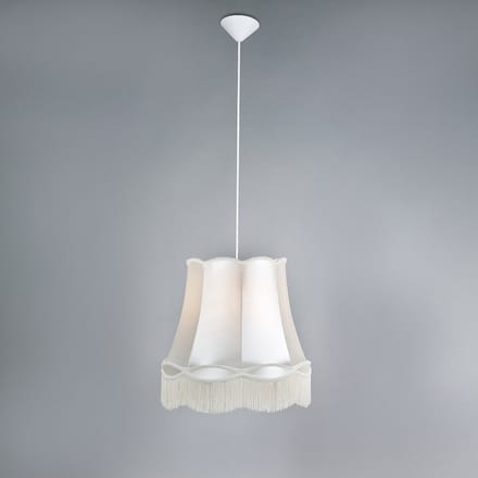 Qazqa retro hanglamp - Granny - crème, rond, 45cm, binnenverlichting