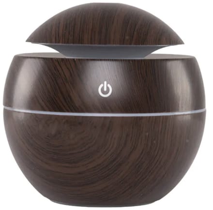 BOECK - Aroma Diffuser 130 ml – Air Diffuser - Dark Wood Luchtbevochtiger met LED Licht & Touch Sensor – Compacte Geurverspreider voor Slaapkamer / Kantoor