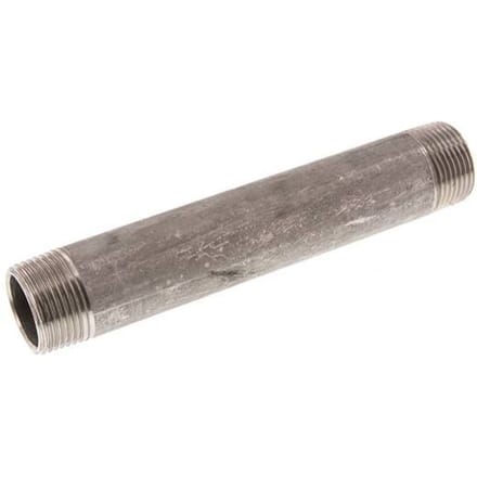 R 1'' RVS Dubbele Pijpnippel 20 Bar DIN 2982 - 180mm - FL2S-M-ST-100R-180L