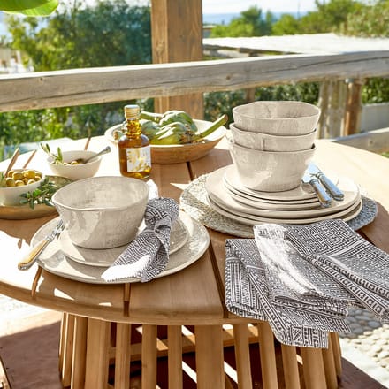 LOBERON Servies set van 12 Luganville beige